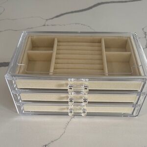 Clear Jewelry Organizer with Cream Interior